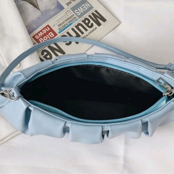 NEW Powder Blue Colorful Women’s Vegan Leather Cloud Dumpling Shoulder Bag - Picture 6 of 7